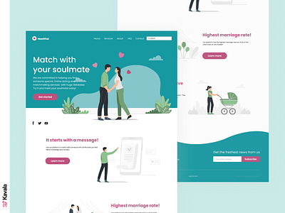 Dating website daily ui dailyui dating app dating website figma green homepage illustration illustrations kavala landing page ui ui design uiux web design