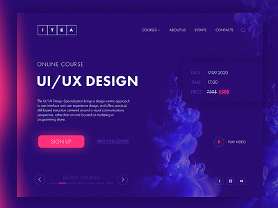 Concept screen for online course UI/UX design course courses design education ink interface itea one page online screen ui ui ux ui design uiux ux ux design violet visual web