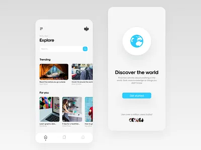 Discover Articles app article design icon learn minimal news newsletter newspaper typography ui user ux