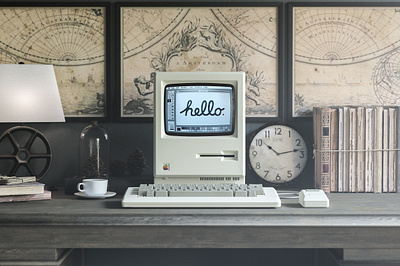 1984 Apple Macintosh Mockup apple computer desktop free freebie mac macintosh mockup psd realistic retro showcase