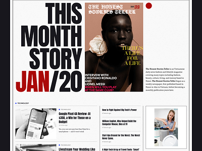 The Honest Stories Teller article banner blog border concept creative daily ui dailyui grid hero header layout line magazine minimal minimalist news typo typography user interface white space