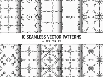 10 seamless geometric ethnic vector patterns art backdrop background clip design ethnic fabric geometric graphic illustration ornament paper pattern pattern design seamless style surface design surface pattern textile vector