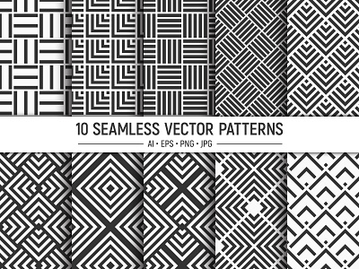 10 seamless geometric vector patterns art backdrop background clip design fabric geometric graphic illustration ornament paper pattern pattern design rhombus seamless style surface design surface pattern textile vector