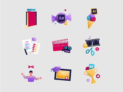 Icons adobe illustrator animation character animation explainer video filmmaking illustration montage motion design vector video editing