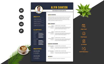 Professional Resume Template cv design cv resume template cv template word design resume resume cv resume design resume template typography vector