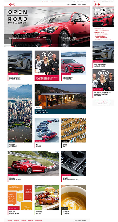 Kia E-Magazine Homepage Design ui design ux design web design