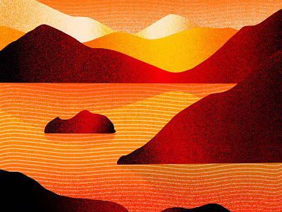 Reflect cliff environment grain horizon landscape lighting mountain range mountains noise noisey procreate reflect reflection ridge shadows sunset texture texture brushes textured water