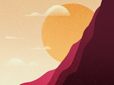 Ridges cliff environment grain grainy horizon illo illustration landscape light noise noisey procreate ridges series shadows sun sunrise sunset texture brushes textured