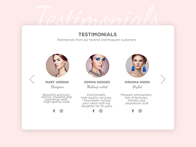 Testimonials - Daily UI 039 039 beauty salon daily ui 039 pink testimonial testimonials