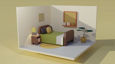 Lowpoly bedroom b3d bedroom blender blender3d illustration low poly render