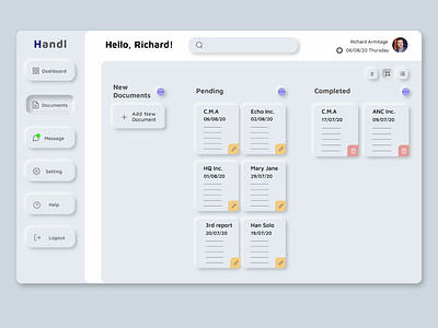 Handl Dashboard design neumorphism ui ui design web web design