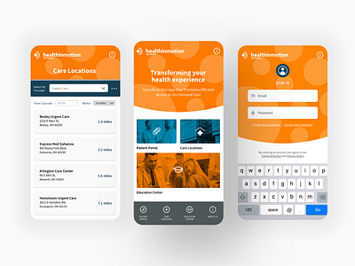 Health in Motion app app design native app ui