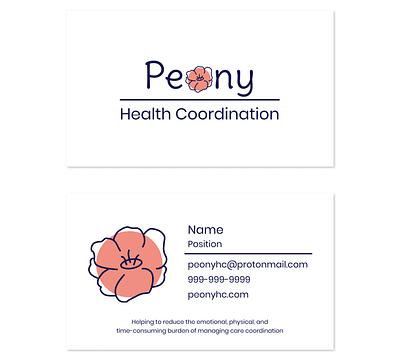 Peony Health Coordination Business Cards branding design icon logo