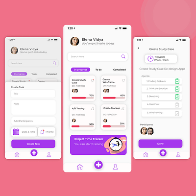 Task Management App flat illustration typography ui ux
