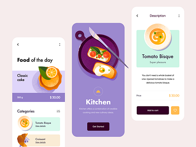 Mobile application - Kitchen app application design clean colors design illustration minimal mobile mobile app mobile app design mobile design product design