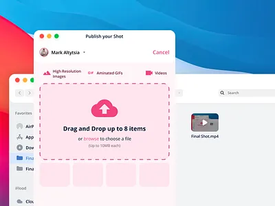 Dribbble Crossplatform Application big sur big sur ui concept crossplatform design drag and drop dribbble figma file manager file upload finder ios14 ui