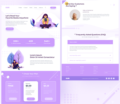 ELIBS E-Library | Landing Page illustraion landingpage uidesign uiux webdesign website concept