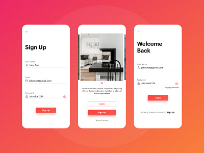 Login and signup flow 2020 app app design branding creative design creator design dribbble flow hello dribble interiordesign login mobileappdesign product design products signup typography ui uiux ux