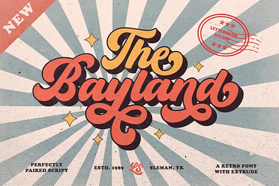 The Bayland - Retro Font books branding branding design calligraphy design greeting label logo logo design logo fonts old packaging retro retro font retro fonts script vintage vintage font vintage typeface wedding cards