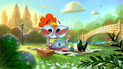 Ivy at the park animation brainstorming brand mascot branding central park character animation character design creative creativity design drawing hand draw illustration manhattan new york outdoors park picnic sketch workaholic