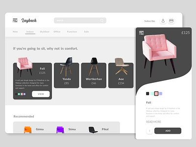 Layback Furniture Store adobe photoshop adobe xd furniture furniture app furniture shop furniture store layback monocolor monocolour rebound rebounds