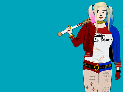 Harley Quinn baseball bat character design crazy dccomics harleyquinn illustration tattoos wallpaper