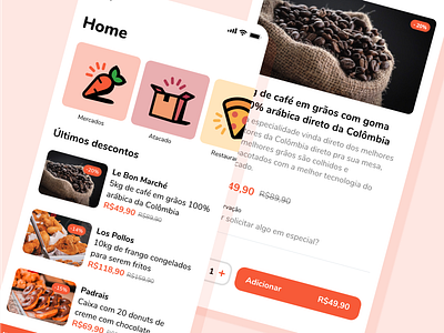 Buyapp Home app design mobile mockup orange ui