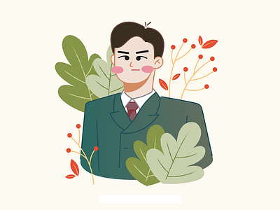 Hwang Gunha character character design character illustration digital art doodle fanart flowers illustration leaves man plant suit vector art