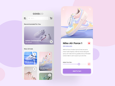 GOOD.CO Store app button design shoes shop slider ui ux
