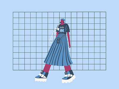 Street fashion art bag character clothes design doodle draw drawing fashion fashion illustration girl grid hat illustration procreate sketch skirt sneakers street tshirt