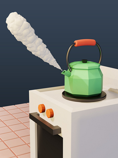 Boiling Kettle 3d 3d art 3d model 3d modelling blender kettle lowpoly lowpoly3d lowpolyart steam