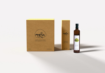 Myéla Olive Oil Package and Label Design graphic design label design package design print design