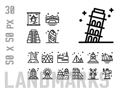 Landmarks Icon Set country icon icon design icon set icons iconset landmark landmarks logo monuments ui ux world