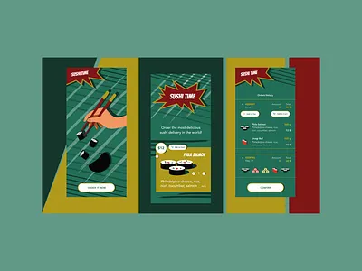Sushi Time Delivery app art branding design illustration illustrator ui vector
