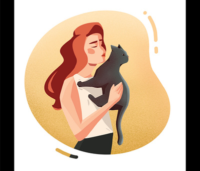 Hugs and Kisses beautiful cat design flat graphic graphicdesign hug illustration illustration art kiss love vector woman xoxo