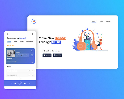 Music App landing page UI #DailyChallenge daily 100 challenge dailyuichallenge design flat illustration ui