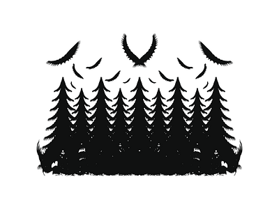 Forest of Feathers bird birds crow feather fly forest trees