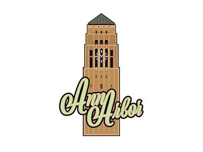 Ann Arbor Clock Tower illustration