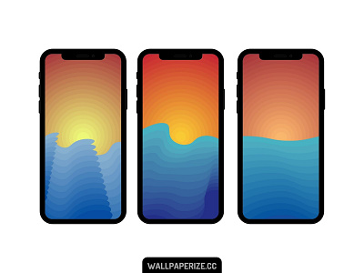 Minimalist phone wallpapers - Sun and Waves gradient steps background cool flat gradient minimal minimalism mobile wallpaper wallpaper design wallpapers