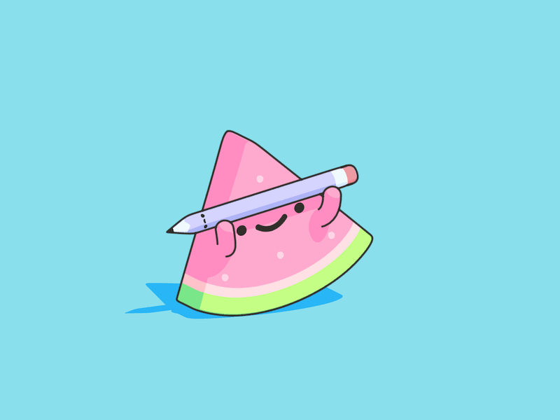 🍉✏✏✏😪 animation b2pencil c4d cinema 4d kawaii pencil sketch and toon watermelon