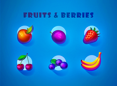 Fruits & Berries design game icon icon set icons match 3 ui uidesign