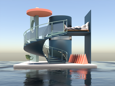 Bedroom 3d 3dart 3dartist abstract art blender buildings chill colours creative models motiondesigner motiongraphics new peace retro trend visualisation