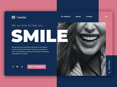 Dentist - We are here to help you smile animation app branding consultant dentist design helper illustration smile typography ui ux vector web website