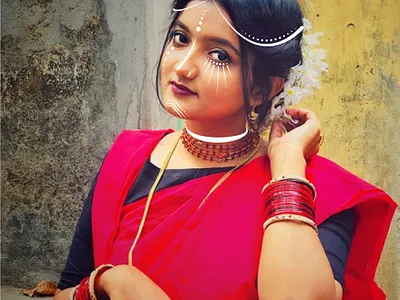 Facepaint and Jewelry bengali facepaint illustraion illustrator saree