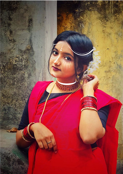 Facepaint and Jewelry bengali facepaint illustraion illustrator saree