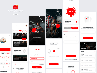 One UP Fitness & Workout App UI Kit app app design clean design fitness app fitness mockup gym gym app gym workout nutrition personal trainer personal trainer app sport sport app sport ui workout workout app yoga yoga app