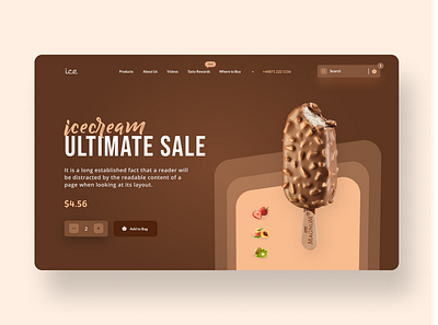 Ice cream Header design. 303anik branding design food website header header design header exploration icecream new design product product branding product design typography ui ui ux uidesign ux ux design vector