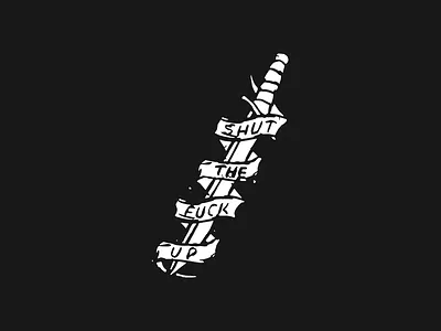 STFU blackwork dagger gritty handlettering ignorant illustration lettering tattoo type typography