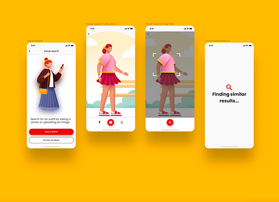 Visual search capability in an e-commerce app app design ecommerce figma illustration mobile app design product design shot ui ui ux ux