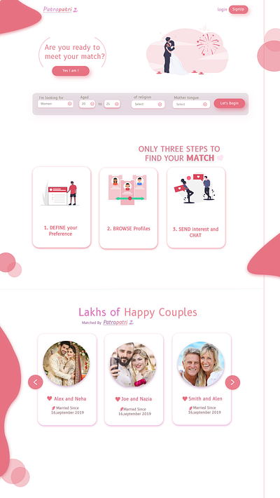 Matrimony Landing Page Design dating landingpage love marriage matrimony wedding